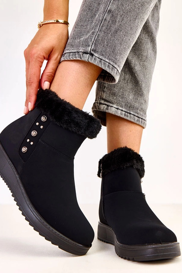 Bottines chauffantes noires en simili cuir mat Boliva 2