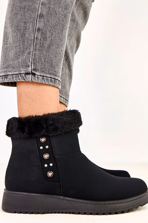 Schwarze warme Stiefeletten aus...