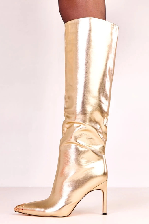 Goldene elegante kniehohe Stiefel mit...