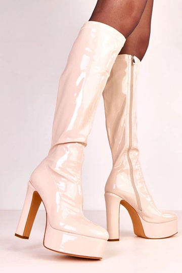 Bottes à talons vernis beiges Ronnie 2