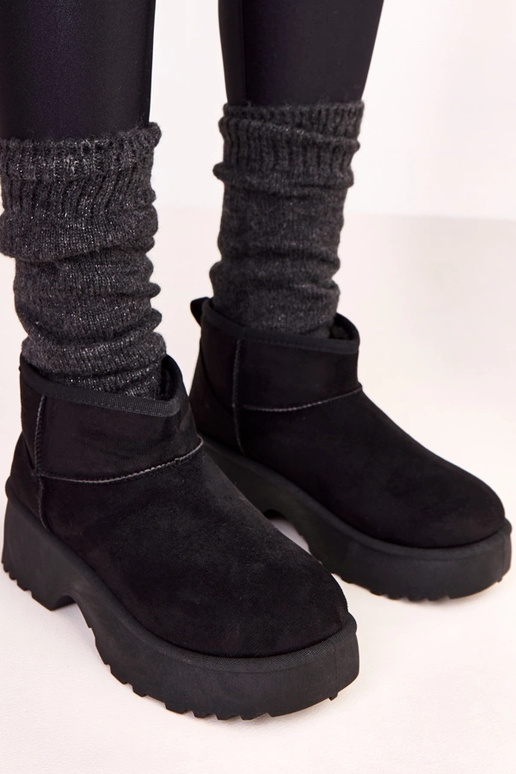 Schwarze niedrige Schnee-Stiefel aus...