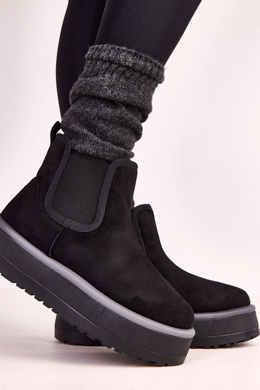 Schwarze niedrige Schnee-Stiefel mit...