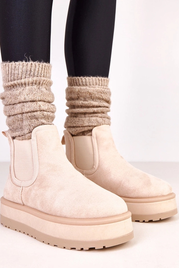 Bottes neige couleur sable avec insert élastique
