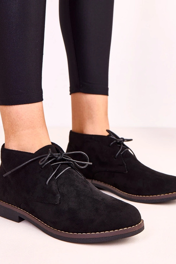 Bottines noires pour femmes à semelle plate Lauda