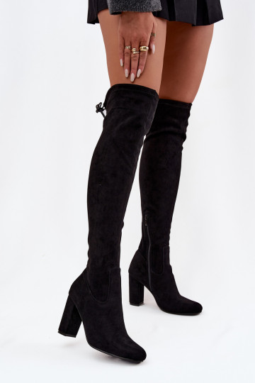 Damen-Overknee-Stiefel mit Absatz, schwarz Xamarin 2