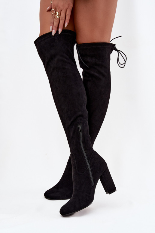 Damen-Overknee-Stiefel mit Absatz, schwarz Xamarin