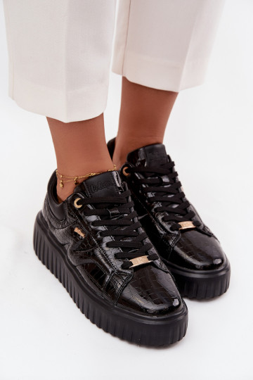 Lakleren dames sneakers met platform Lee Cooper LCJ-25-09-3870 zwart
