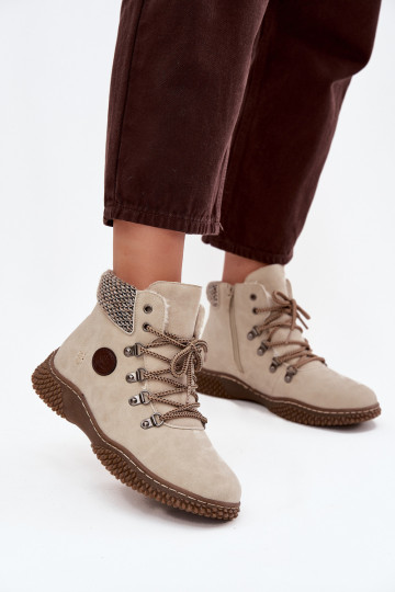 Warme dames lange laarzen in ivoorkleur Zenaya