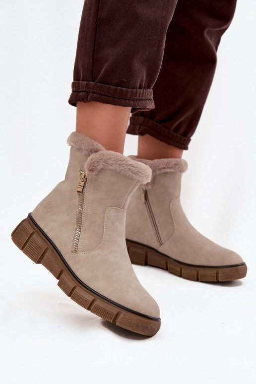 SneeuIn laarzen Dames met platform met bont beige Briselle SneeuIn laarzen Dames met platform met bont beige Briselle