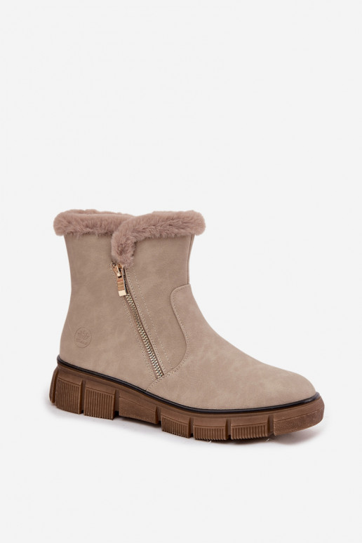 SneeuIn laarzen Dames met platform met bont beige Briselle SneeuIn laarzen Dames met platform met bont beige Briselle