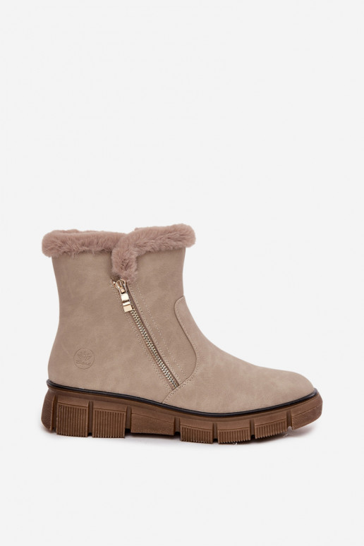 SneeuIn laarzen Dames met platform met bont beige Briselle SneeuIn laarzen Dames met platform met bont beige Briselle