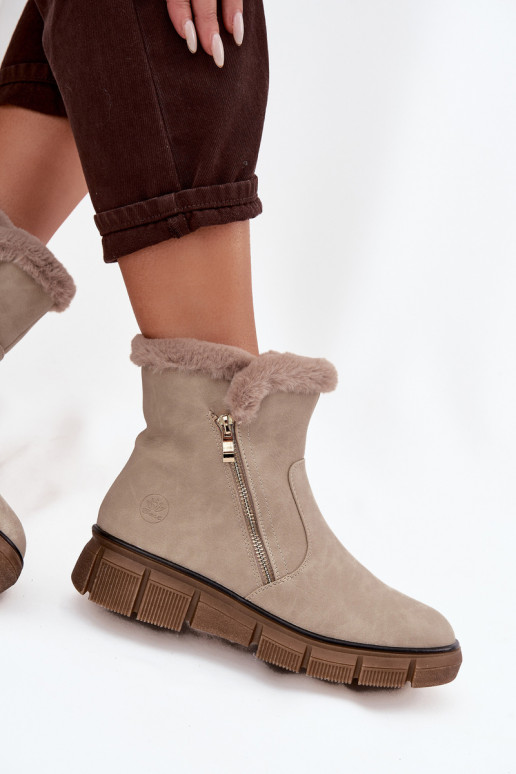 SneeuIn laarzen Dames met platform met bont beige Briselle SneeuIn laarzen Dames met platform met bont beige Briselle