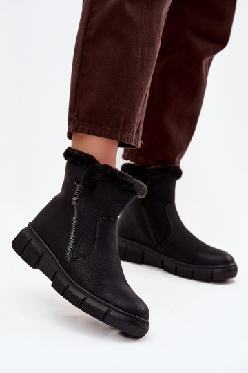 Bottes de neige à plateforme pour femmes avec fourrure couleur noire Briselle 2