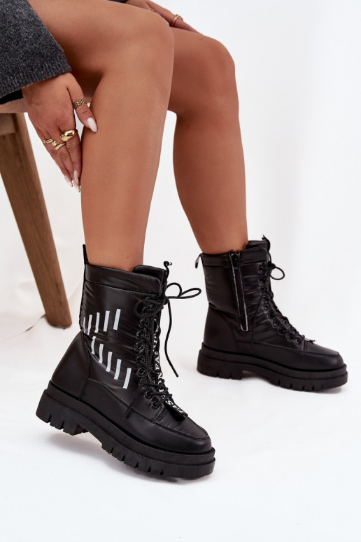 Bottes de neige à lacets pour femme Vinceza 23-34586 couleur noire Bottes de neige à lacets pour femme Vinceza 23-34586 couleur noire