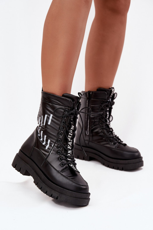 Bottes de neige à lacets pour femme Vinceza 23-34586 couleur noire Bottes de neige à lacets pour femme Vinceza 23-34586 couleur noire