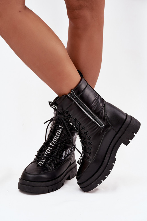 Bottes de neige à lacets pour femme Vinceza 23-34586 couleur noire Bottes de neige à lacets pour femme Vinceza 23-34586 couleur noire