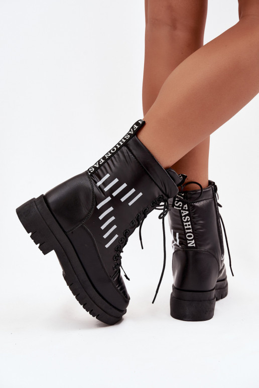 Bottes de neige à lacets pour femme Vinceza 23-34586 couleur noire Bottes de neige à lacets pour femme Vinceza 23-34586 couleur noire