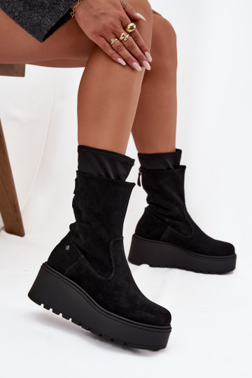 Dames Leer Suede schoenen met platform Het heeftciejka A7161-20 zInart