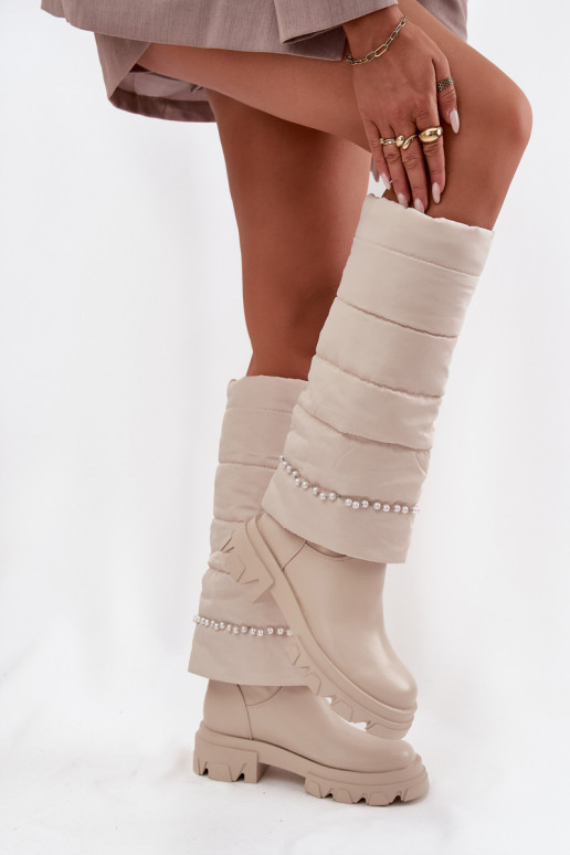 INarme Stiefel mit Perlen elfenbeinfarbe Irvette INarme Stiefel mit Perlen elfenbeinfarbe Irvette