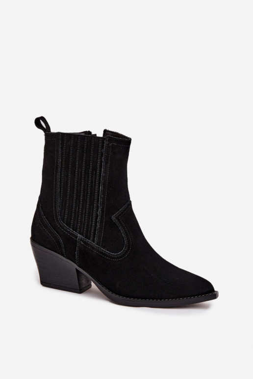 Suede schoenen coInboystijl Dames met hakken opInarmen zInart Dylira Suede schoenen coInboystijl Dames met hakken opInarmen zInart Dylira