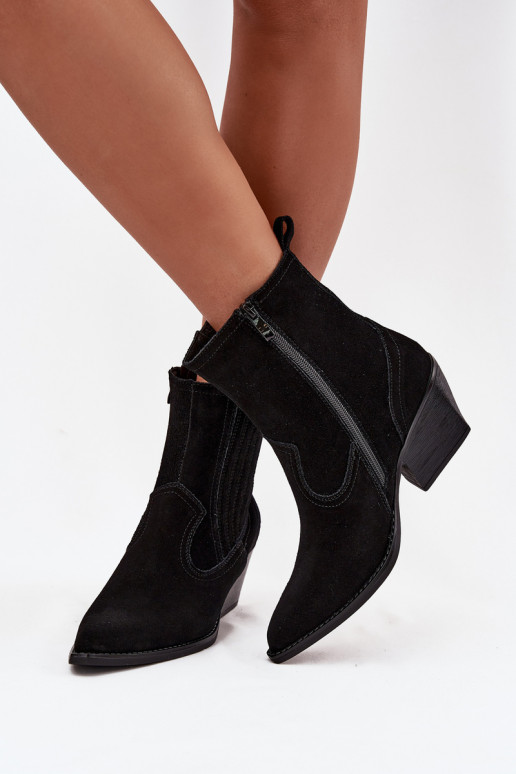 Suede schoenen coInboystijl Dames met hakken opInarmen zInart Dylira Suede schoenen coInboystijl Dames met hakken opInarmen zInart Dylira