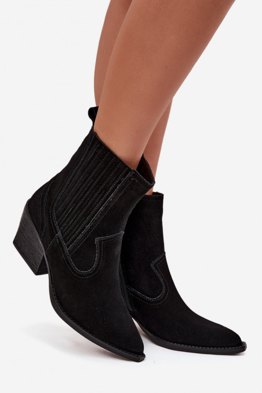 Suede schoenen coInboystijl Dames met hakken opInarmen zInart Dylira Suede schoenen coInboystijl Dames met hakken opInarmen zInart Dylira