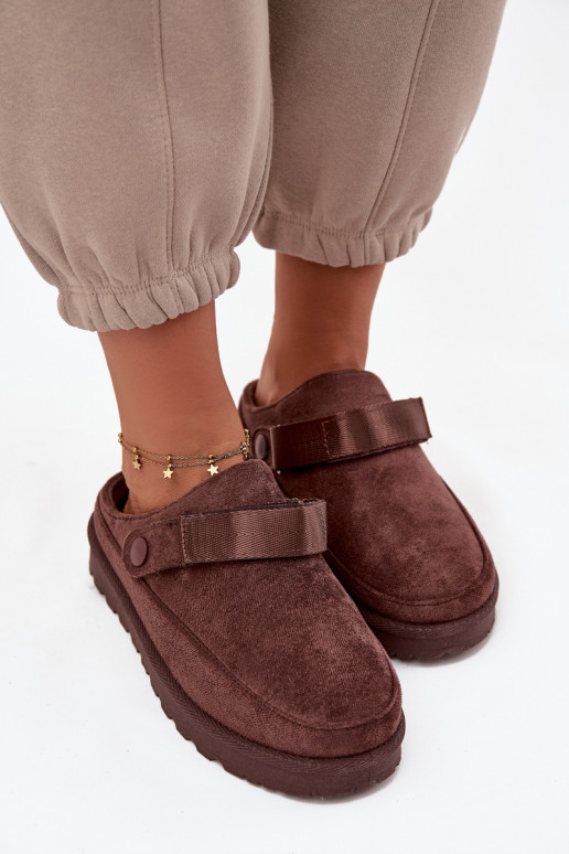 Dames Slippers opInarmen met bont erin met platform CzekoladoIne Azida Dames Slippers opInarmen met bont erin met platform CzekoladoIne Azida