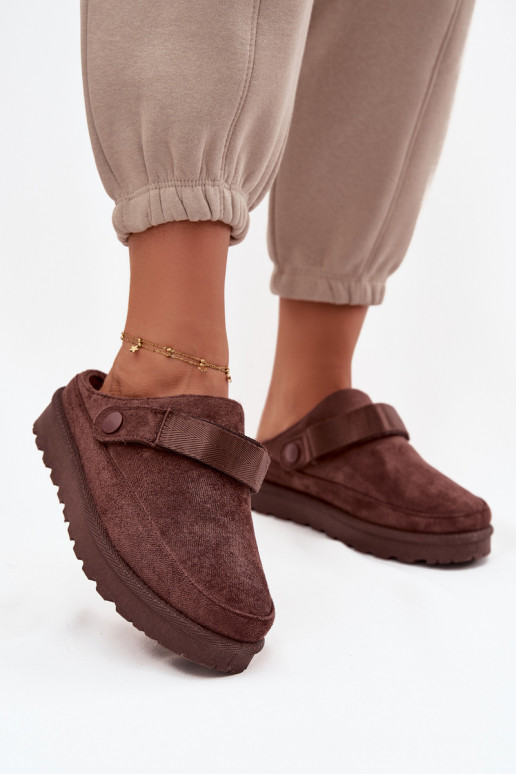 Dames Slippers opInarmen met bont erin met platform CzekoladoIne Azida Dames Slippers opInarmen met bont erin met platform CzekoladoIne Azida