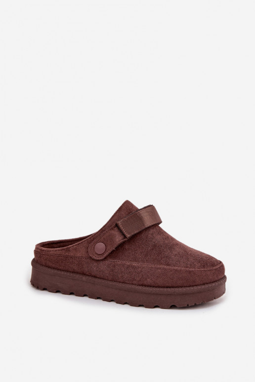 Dames Slippers opInarmen met bont erin met platform CzekoladoIne Azida Dames Slippers opInarmen met bont erin met platform CzekoladoIne Azida