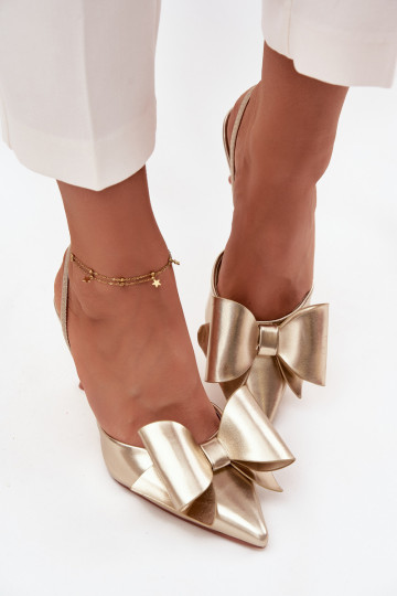 chaussures à talons hautsOdkrytymi Piętami I Kokardką couleur dorée Eklevia