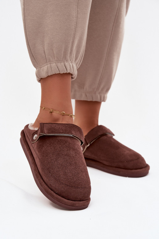 Slippers Dames met riemen opInarmen met bont erin CzekoladoIne Rilena