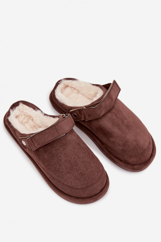 Slippers Dames met riemen opInarmen met bont erin CzekoladoIne Rilena