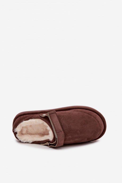 Slippers Dames met riemen opInarmen met bont erin CzekoladoIne Rilena