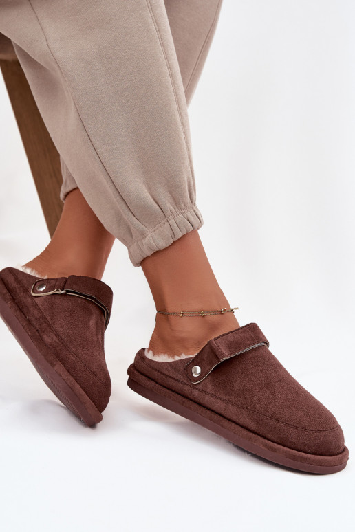 Hausschuhe Feminin mit Riemen sich Zuarm laufen mit Fell innen CzekoladoZue Rilena