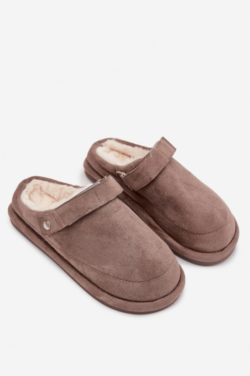 Slippers Dames met riemen opInarmen met bont erin beige Rilena