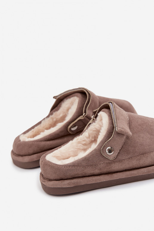 Slippers Dames met riemen opInarmen met bont erin beige Rilena
