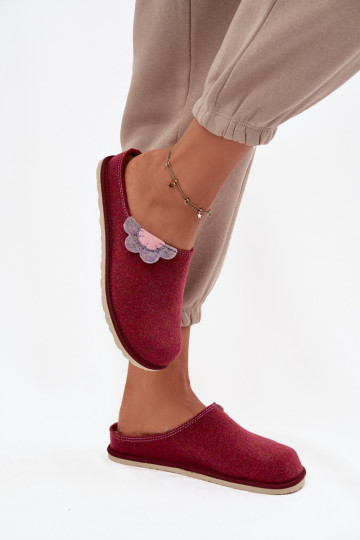 Chaussons Féminin Avec une fleur Inblu CS000043 Bourgogne 2