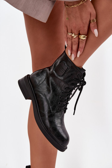 Peau Bottines de travail Féminin Avec des décorations Detalem Il fautciejka K7180-01 couleur noire 2