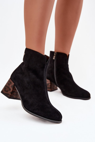 Bottines en daim pour femmes Tai turiciejka K7202-01 noir 2