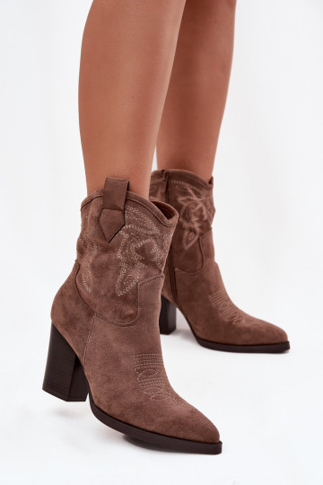 Stiefel im CoZuboy-Stil Feminin mit Absätzen aus Öko-INildlederoZue Beige Carissa 2