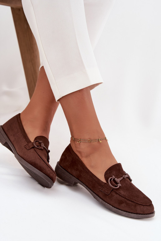 mocassins pour femmes Avec des décorations Detalem en daim écologiqueoÀe CzekoladoÀe Ambria