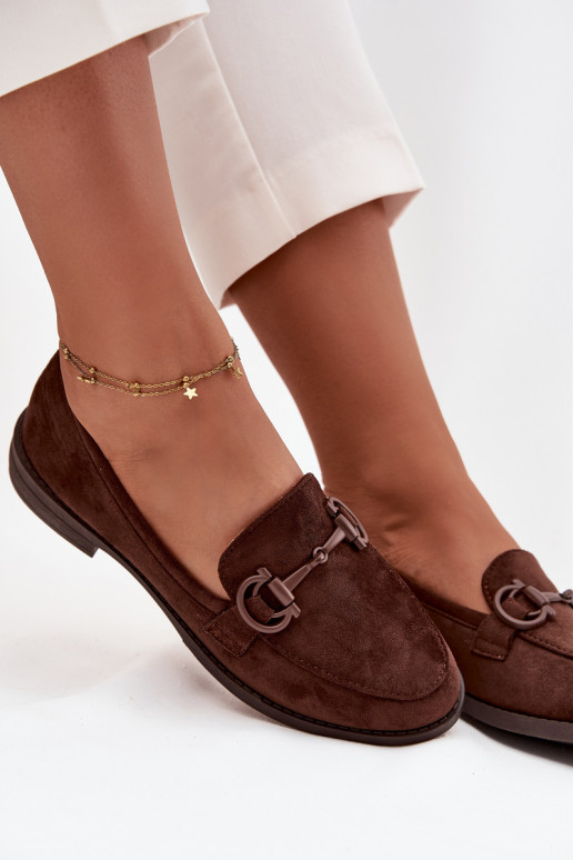 mocassins pour femmes Avec des décorations Detalem en daim écologiqueoÀe CzekoladoÀe Ambria