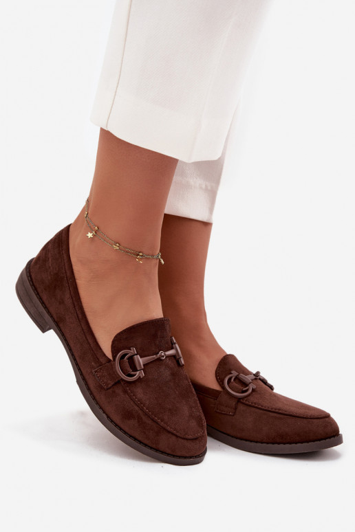 mocassins pour femmes Avec des décorations Detalem en daim écologiqueoÀe CzekoladoÀe Ambria