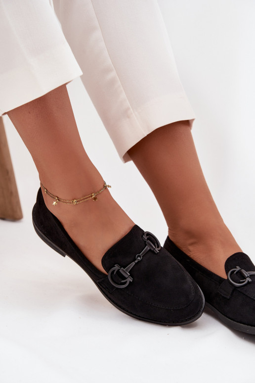 mocassins pour femmes Avec des décorations Detalem en daim écologiqueoÀe couleur noire Ambria mocassins pour femmes Avec des décorations Detalem en daim écologiqueoÀe couleur noire Ambria