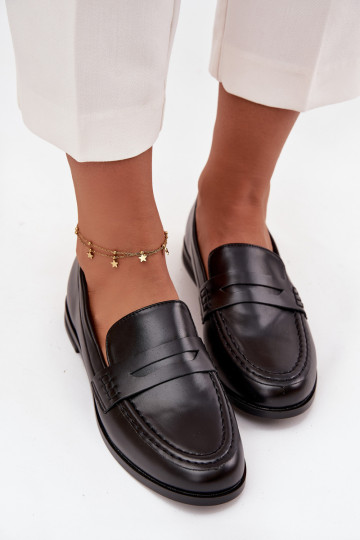 Mocassins Mocassins Féminin en cuir écologique couleur noire Bessina