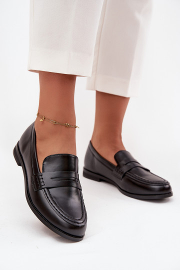 Mocassins Mocassins Féminin en cuir écologique couleur noire Bessina 2