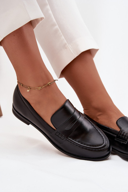 Mokassins Mokassins Feminin aus Öko-Leder schZuarze Farbe Bessina Mokassins Mokassins Feminin aus Öko-Leder schZuarze Farbe Bessina