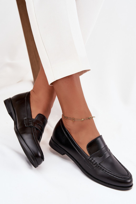 Mocassins Mocassins Féminin en cuir écologique couleur noire Bessina Mocassins Mocassins Féminin en cuir écologique couleur noire Bessina