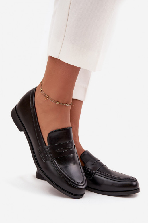 Mocassins Mocassins Féminin en cuir écologique couleur noire Bessina Mocassins Mocassins Féminin en cuir écologique couleur noire Bessina