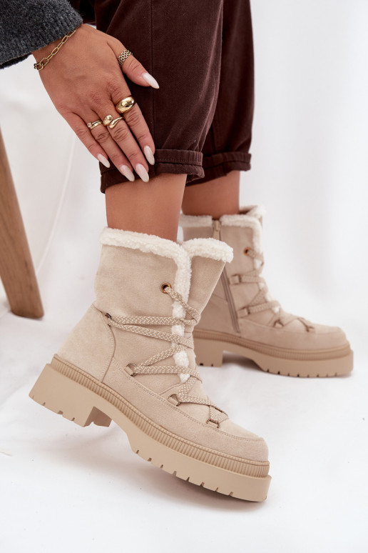 Schneestiefel Feminin mit AufZuärmen Beige Irmara Schneestiefel Feminin mit AufZuärmen Beige Irmara